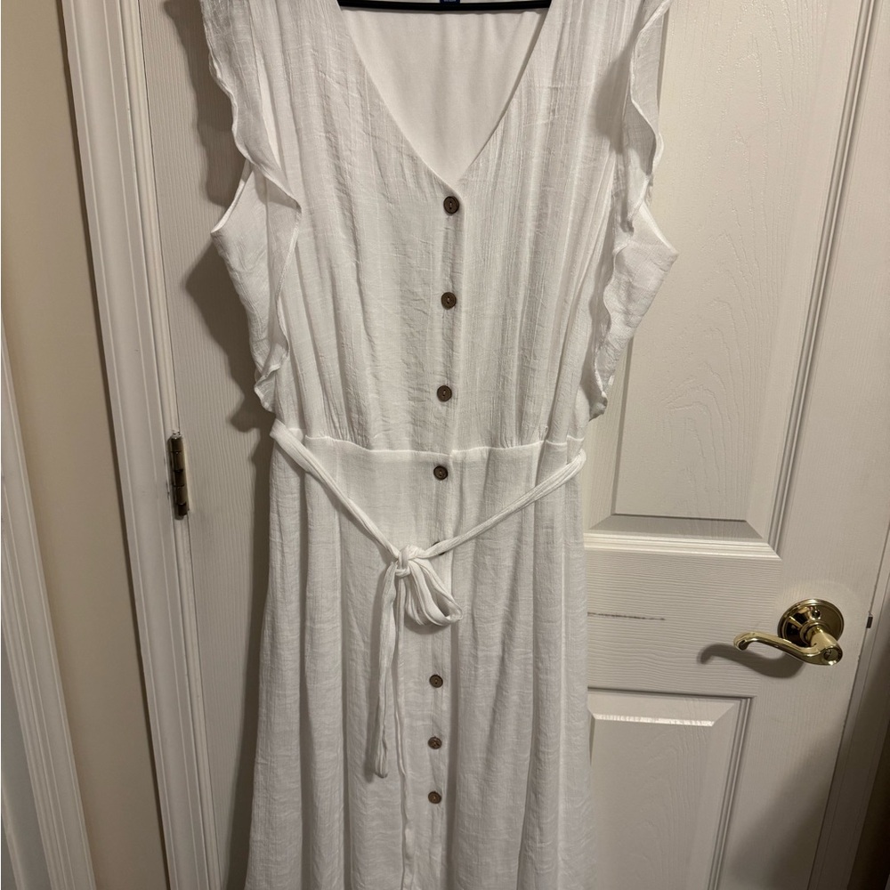 Elegant White Button-Down Dress